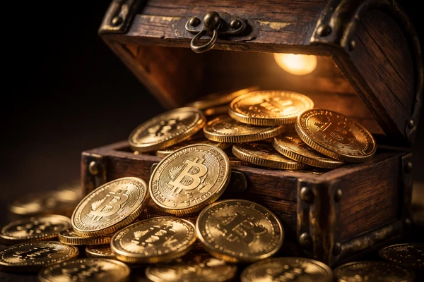 Goldm&uuml;nzen quellen aus einer Schatztruhe - Jackpot-Gewinne bei Millioner Casino