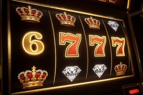 Leuchtender Spielautomaten-Bildschirm mit goldenen Symbolen im Millioner Casino Slots-Bereich