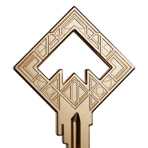 Goldener Schl&uuml;ssel mit Art-d&eacute;co-Diamantgriff - Symbol f&uuml;r die Bonusaktivierung bei Millioner Casino