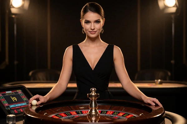Elegante Live-Dealerin am Roulette-Kessel im HD-Stream - Live Casino bei Millioner Casino